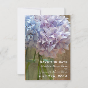 Mason Jar Blue & Lila Hydrangeas Save the Date
