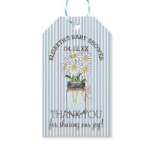 Mason Jar Blue Stripes Baby Dusche Vielen Dank