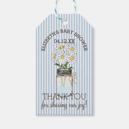 Mason Jar Blue Stripes Baby Dusche Vielen Dank Geschenkanhänger
