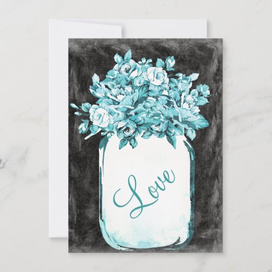 Mason Jar Blume Chalkboard Hochzeitseinladungen Einladung (Rückseite)