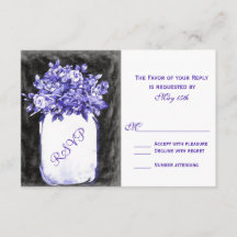 Mason Jar Blume Chalkboard Indigo RSVP Karten