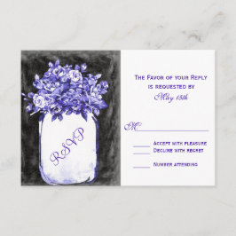 Mason Jar Blume Chalkboard Indigo RSVP Karten