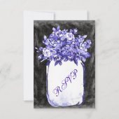 Mason Jar Blume Chalkboard Indigo RSVP Karten (Rückseite)