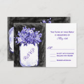 Mason Jar Blume Chalkboard Indigo RSVP Karten (Vorne/Hinten)