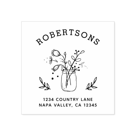 Mason Jar Blume | Erstellen Sie Ihre eigene Rückse Gummistempel (Prägung)