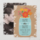 Mason Jar Blume Kunsthandwerk Save the Date Foto (Vorne/Hinten)