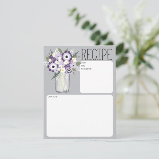 Mason Jar Blume Rezept Card (Stehend Vorderseite)
