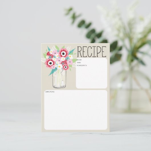 Mason Jar Blume Rezept Card (Stehend Vorderseite)