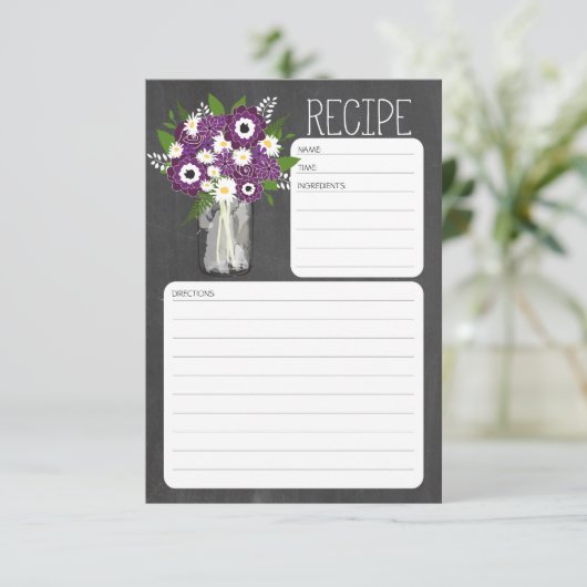 Mason Jar Blume Rezept Card (Stehend Vorderseite)