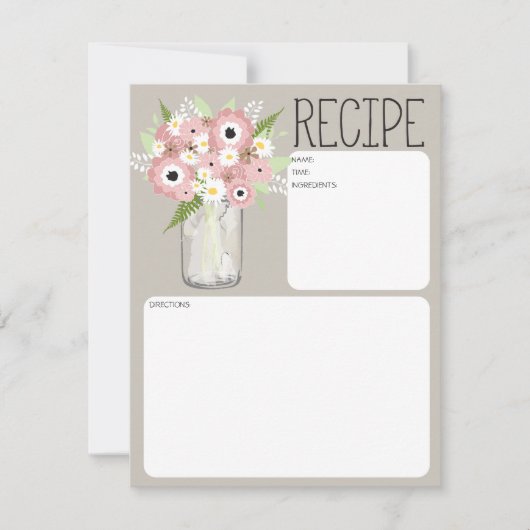 Mason Jar Blume Rezept Card Einladung (Vorderseite)
