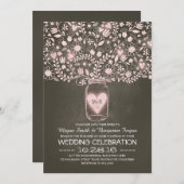 Mason Jar Blume rosa rustikale Hochzeit lädt ein Einladung (Vorne/Hinten)