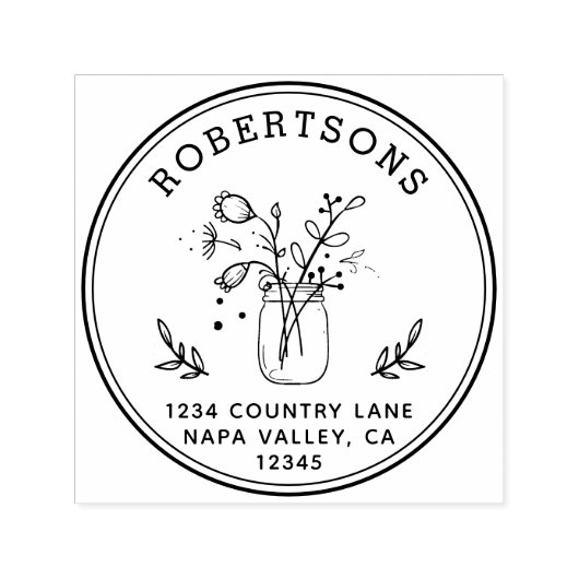 Mason Jar Blume Rücksendeadresse Permastempel (Design)