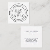 Mason Jar Blume Rundlogo Quadratische Visitenkarte (Vorne/Hinten)