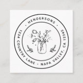 Mason Jar Blume Rundlogo Quadratische Visitenkarte (Vorderseite)