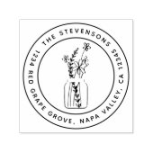 Mason Jar & Blume Rundname & Rücksendeadresse Permastempel (Design)