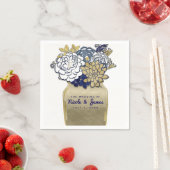 Mason Jar Blume Rustic Blue Gold Floral Bridal Serviette (Beispiel)