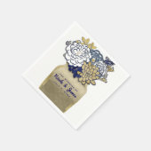 Mason Jar Blume Rustic Blue Gold Floral Bridal Serviette (Ecke)