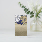 Mason Jar Blume Rustic Blue Gold Floral Chic Visitenkarte (Stehend Vorderseite)