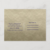 Mason Jar Blume Rustic Blue Gold Save the Date Ankündigungspostkarte (Rückseite)