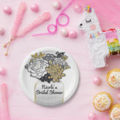 Mason Jar Blume Rustikales Blumengrau & Goldene Ch Pappteller (Party)