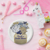 Mason Jar Blume Rustikales Blumenrosa und Goldene Pappteller (Party)