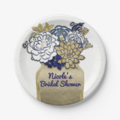 Mason Jar Blume Rustikales Blumenrosa und Goldene Pappteller (Vorderseite)