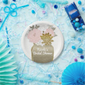 Mason Jar Blume Rustikales Blumenrosa und Goldene  Pappteller (Party)