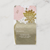 Mason Jar Blume Rustikales Goldenes Rosa Verleihun Empfehlungskarte (Rückseite)