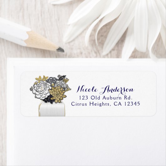 Mason Jar Blume Rustikales Grau Gold Floral Chic (Insitu)