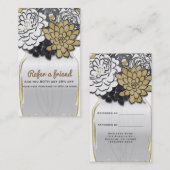 Mason Jar Blume Rustikales Grau Gold Freundschafts Empfehlungskarte (Vorne/Hinten)