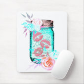 Mason jar Blume Schmetterling Kuss niedliche rosa Mousepad (Mit Mouse)
