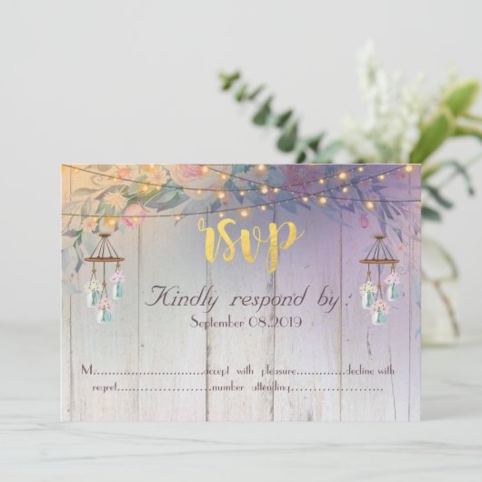 Mason Jar, Blume, UAWG Holz Einladung (Stehend Vorderseite)