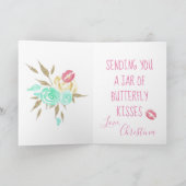 Mason Jar Blume und Schmetterling küssen niedlich  Karte (Innenseite)