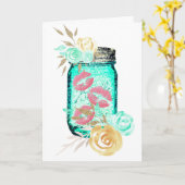 Mason Jar Blume und Schmetterling küssen niedlich Karte (Gelbe Blume)