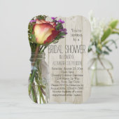 Mason Jar Blume Vintag Rustikales Brautparty Einladung (Stehend Vorderseite)