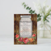 Mason Jar Blume Wreath Brautparty Einladungspostkarte (Stehend Vorderseite)