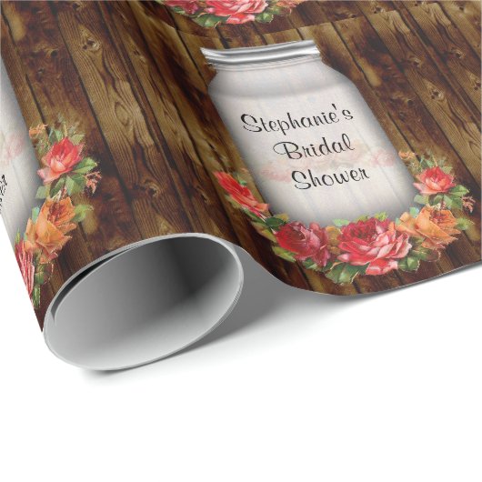 Mason Jar Blume Wreath Brautparty Geschenkpapier (Rolleneckpunkt)