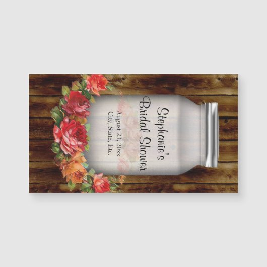 Mason Jar Blume Wreath Brautparty Magnetkarte (Vorderseite)