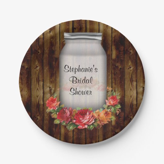 Mason Jar Blume Wreath Brautparty Pappteller (Vorderseite)