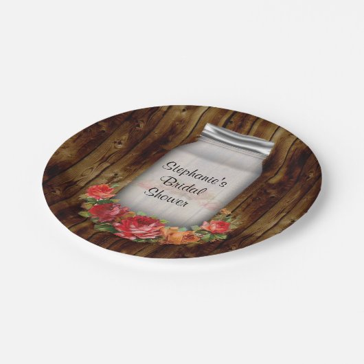 Mason Jar Blume Wreath Brautparty Pappteller (Schrägansicht)