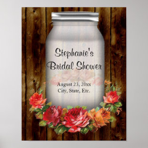 Mason Jar Blume Wreath Brautparty Poster