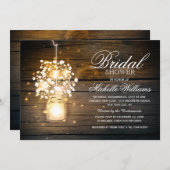 Mason Jar blumengeschmückte Brautdusche Einladung (Vorne/Hinten)