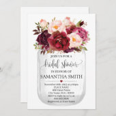 Mason jar Brautparty marsala Country chic Einladung (Vorne/Hinten)