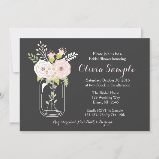 Mason Jar Bridal Dusche Einladung (Vorderseite)