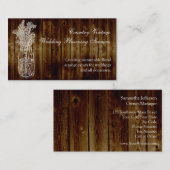 Mason Jar Briefmarke auf dem dunklen Holzplaner Visitenkarte (Vorne/Hinten)