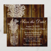 Mason Jar Briefmarke Dunkles Wood-Look Save the Da Date (Vorne/Hinten)