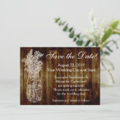Mason Jar Briefmarke Dunkles Wood-Look Save the Da Date (Stehend Vorderseite)