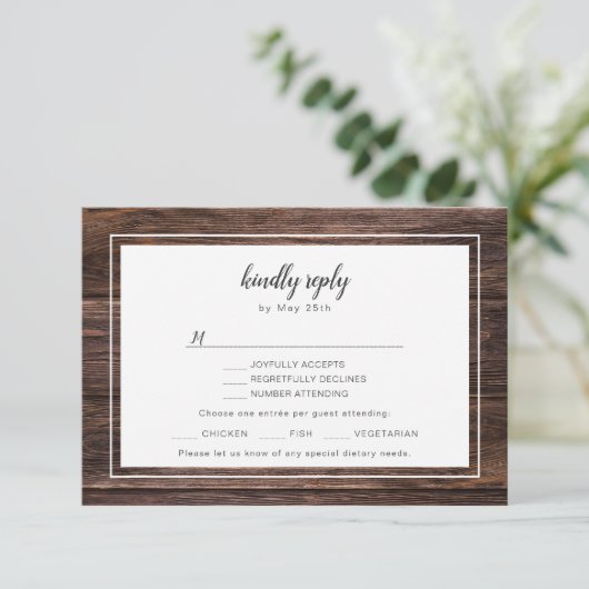 Mason jar burgundy Hochzeit RSVP + Entree choice (Stehend Vorderseite)