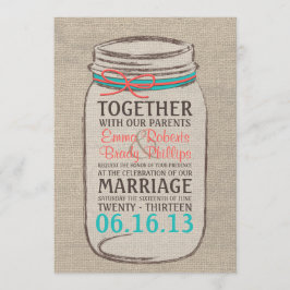 Mason Jar Burlap Rustic Wedding Einladung