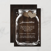 Mason Jar Burlap Rustic Wood Accommodation Cards Begleitkarte (Vorne/Hinten)